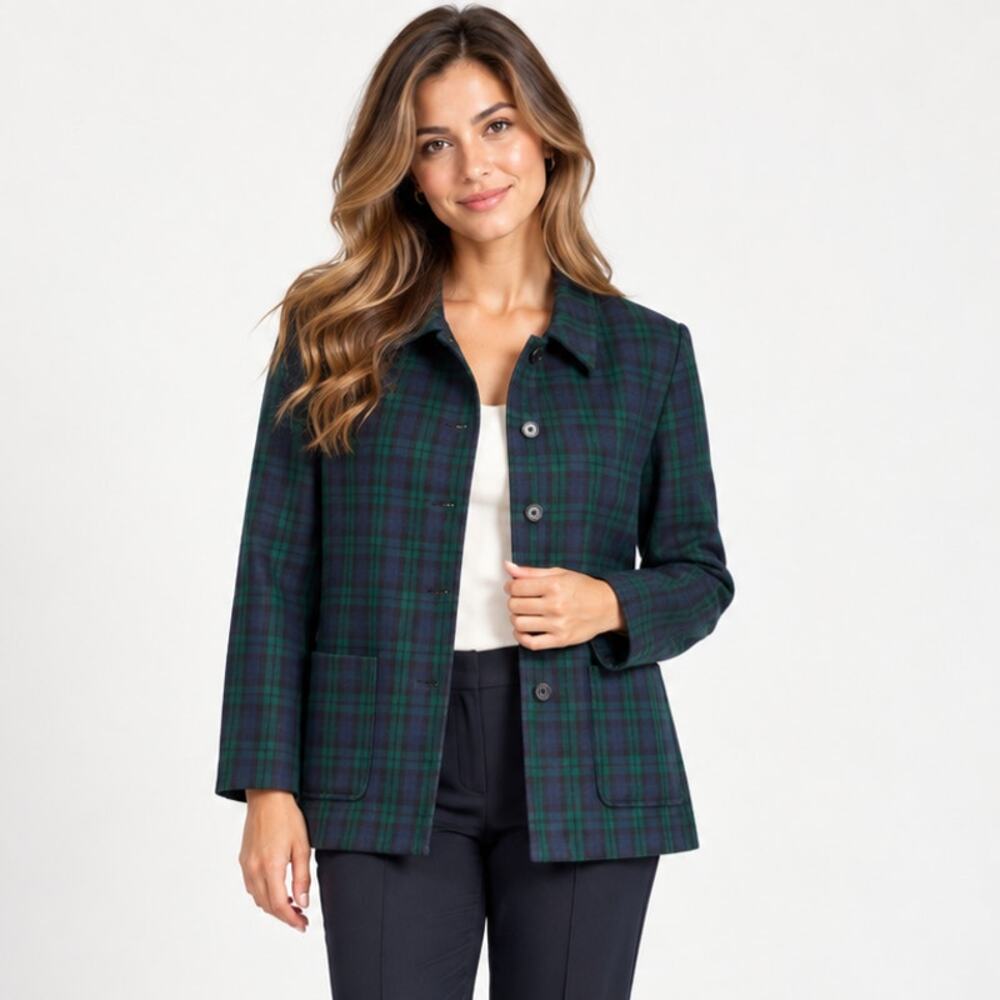 J. London 100% Wool Blazer Womens Size 16 Vintage Pockets Scottish Preppy Retro